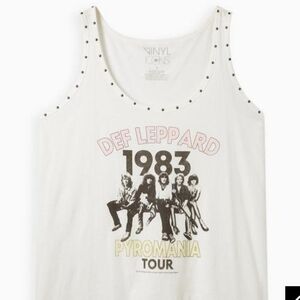 Def Leopard Studded Crew Tank - Cotton Ivory, plus sz 5x